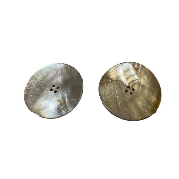 Lot 2 Vtg Large Natural Mother of Pearl Shell 2.5" Coat Buttons Antique Carved - Picture 1 of 6